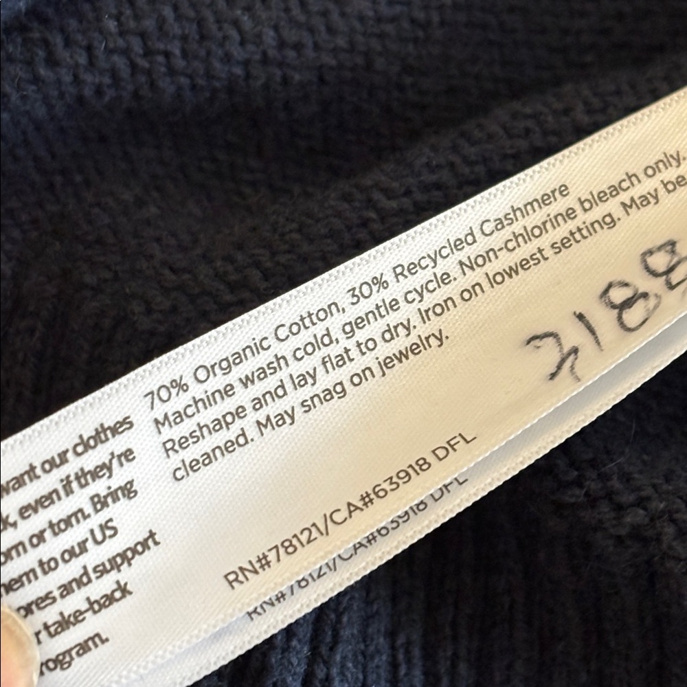 EILEEN  FISHER V-neck cardigan navy blue small organic cotton - Picture 7 of 7